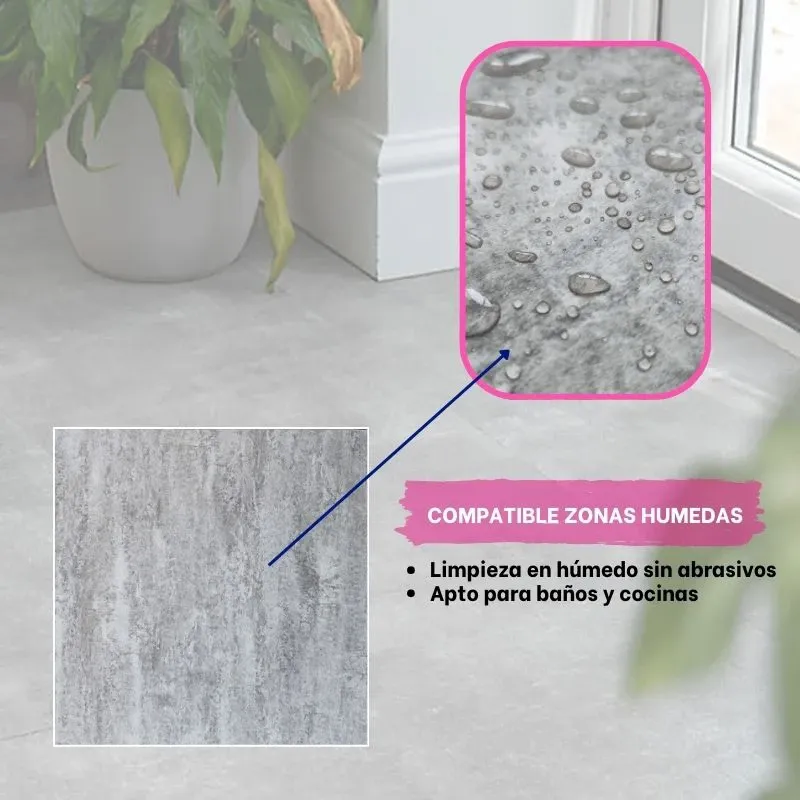 Vinílicos Heterogéneo Suelo Vinílico Adhesivo | Loseta Gris Piedra 2,5m²